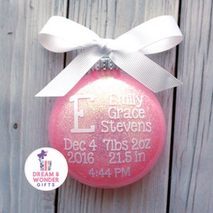 New Baby Personalized Birth Statistic Christmas Ornament