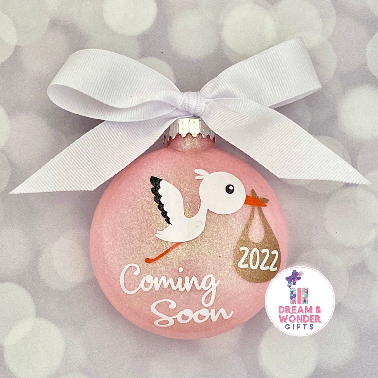 2022 Christmas Gifts For Her Stork Coming Soon 2022 Christmas Ornament Etsy