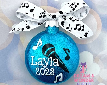 Microphone Singer Personalized Christmas Ornament