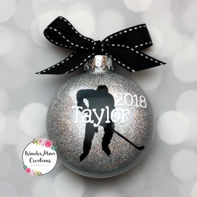 Hockey Player Personalized Christmas Ornament Etsy