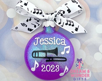 Trombone Personalized Christmas Ornament