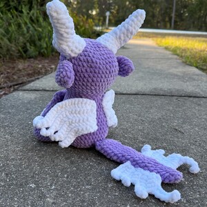 Handmade Crochet purple Dragon Plush with wings : Fantasy Collectible Toy