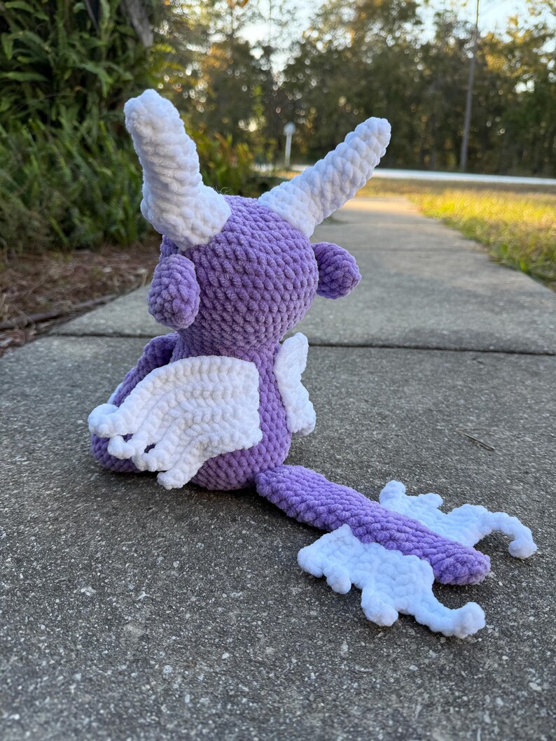 Handmade Crochet purple Dragon Plush with wings : Fantasy Collectible Toy