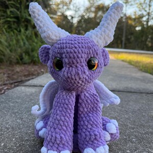 Handmade Crochet purple Dragon Plush with wings : Fantasy Collectible Toy