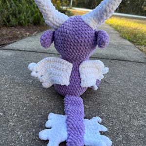 Handmade Crochet purple Dragon Plush with wings : Fantasy Collectible Toy