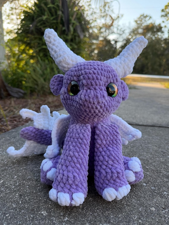 Handmade Crochet Dragon Plush: Fantasy Collectible Toy