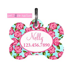 Preppy Flower Personalized Pet Tag, Pet ID Tag, Dog ID, Dog Identification, Flower Pet Tag