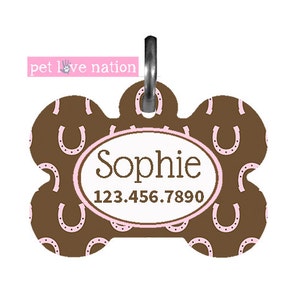 Personalized Horseshoe PetTag, Pet identification Tag With Name And Phone Number