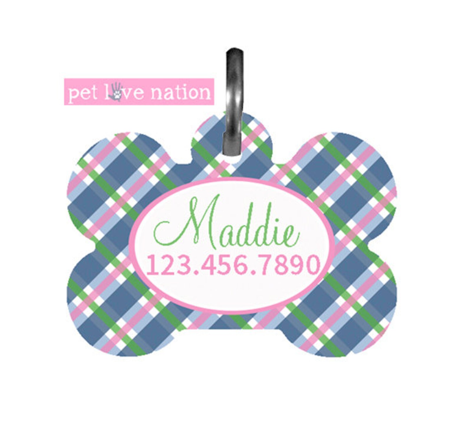 Personalized Pet Tag Dog Tag ID Tag Preppy Small Plaid Pet Etsy UK