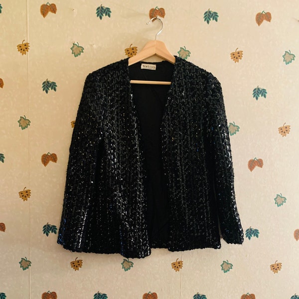 Black Sequin Jacket Knitted