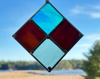 Aqua Ember – Stained Glass Suncatcher