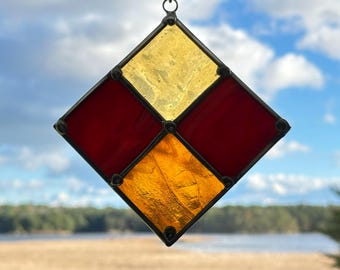 Amber Glow Harmony – Stained Glass Panel