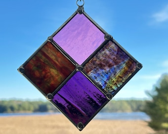Violet Ember – Stained Glass Suncatcher Panel