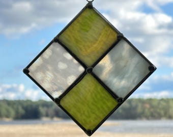 Meadow Light – Green and White Stained Glass