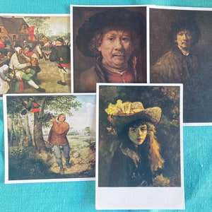 5 Vintage Art Postcards Unused - Various Artists