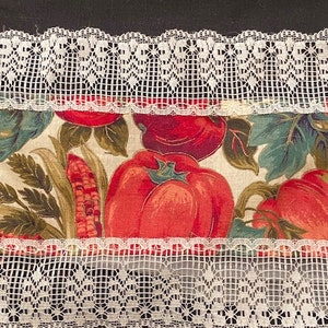 wide lace trim with fruit center