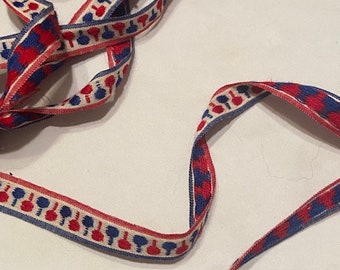 Red white and blue embroidered trim