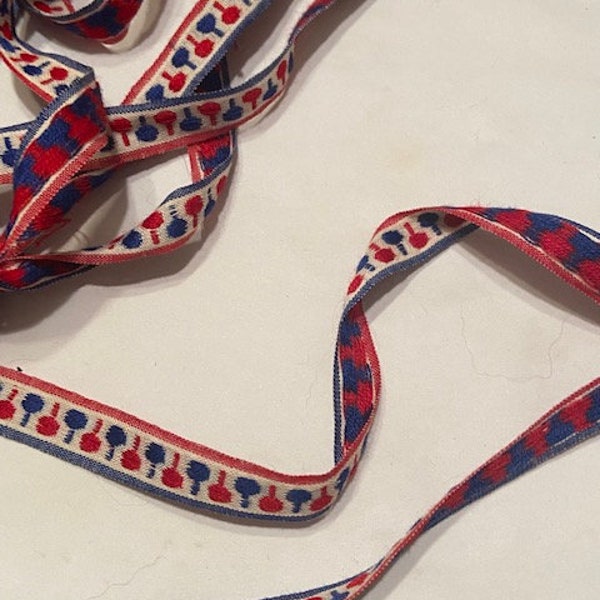 Red white and blue embroidered trim