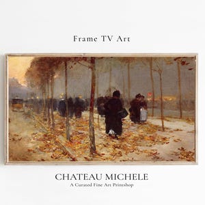 Vintage Fall Art for Frame TV, Autumn Landscape Painting, Moody Fall Decor, Neutral Abstract Scenery, Rustic Thanksgiving Screensaver