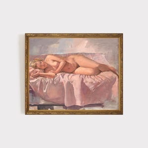 Vintage Female Figural Study Painting | Vintage Oil Painting | Figurative Art | Bathroom Art | Feminine Art | Digital Downloadable Print