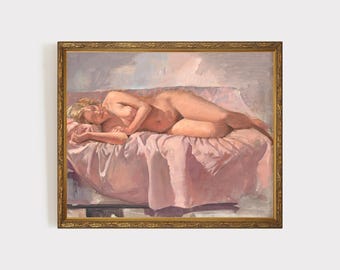 Vintage Female Figural Study Painting | Vintage Oil Painting | Figurative Art | Bathroom Art | Feminine Art | Digital Downloadable Print