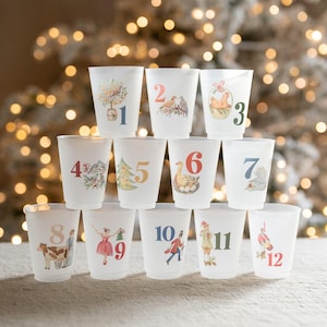 12 Days of Christmas Party Cups: Holiday Cocktail Party Favors