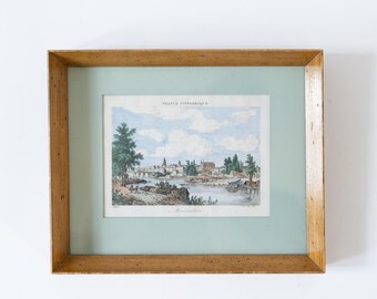 Vintage Framed French Colorized Etching Print
