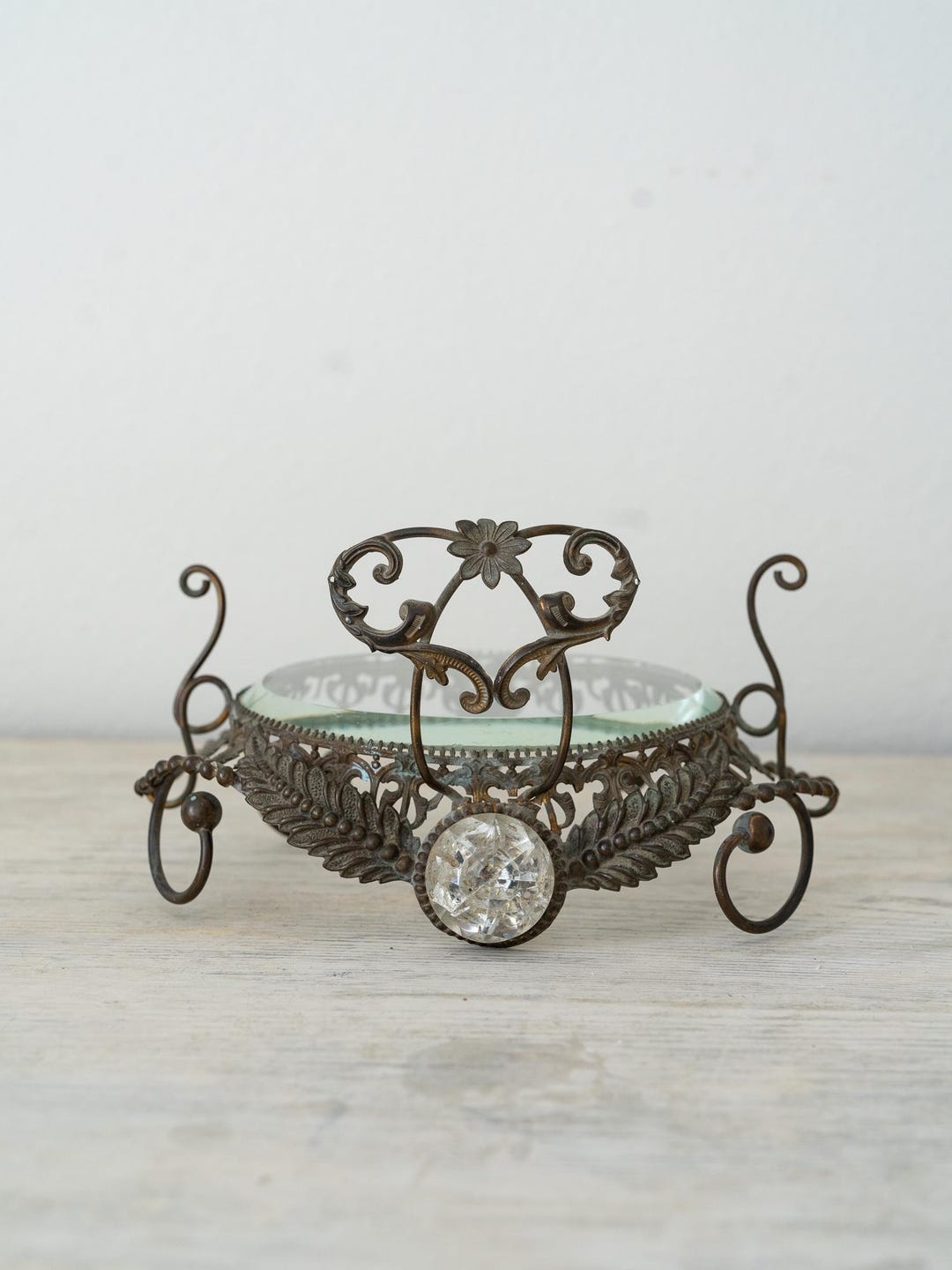 Antique French Metal and Glass Risers, Vintage Candle Holder, Shabby ...