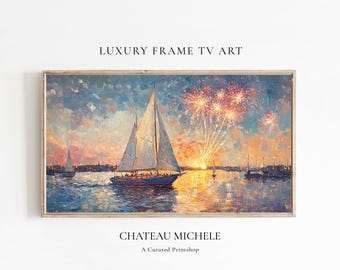 4th of July Frame TV Art, Independence Day, Summer Tv Art, Fireworks, USA Oil Painting, USA Frame Tv, Digital Download, Americana, Patriotic