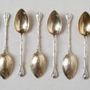 Vintage French Hotel Silver Coffee Bean Teaspoon Set 12, Hotel Silver Plate Spoon, Rustic Farmhouse Decor, Dematisse Spoon, Latte Spoon