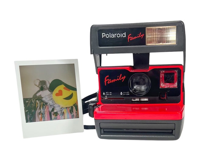 Upcycled Red Polaroid "Family" 600 OneStep With Close Up And Flash Built-In