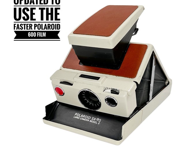 White SX70 Model 2 - Rebuild, New Tan Coverings, Updated to use 600 Type film cartridges