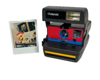 Upcycled Red, Blue & Yellow Polaroid 600 OneStep - Refreshed, Tested, and Ready For Fun