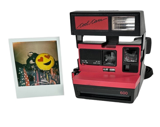 Polaroid Original Red CoolCam 600 Camera with Close Up - Tested, Repaired, Cleaned, now ready for fun