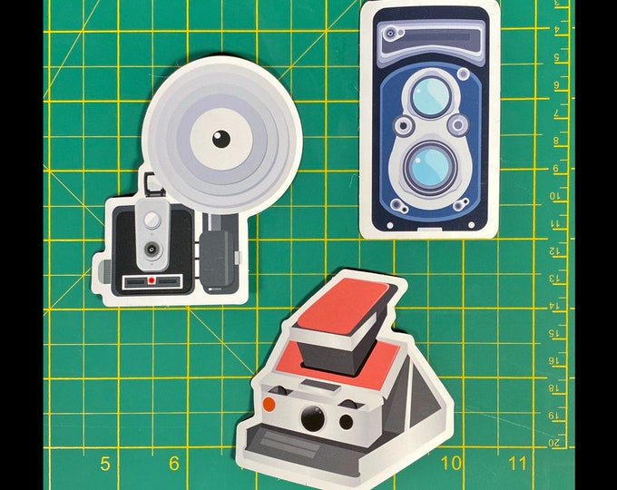 3 Vintage Cameras Magnet - bring your Polaroid captures and other creations to your fridge and more