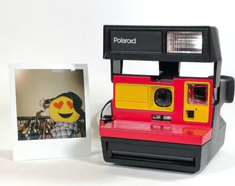 Polaroid Sun 600 with Upcycled yellow and red face - Refreshed, Cleaned and Tested