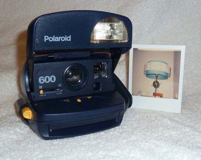 Blue Polaroid Express Camera With Close Up and Flash Built In