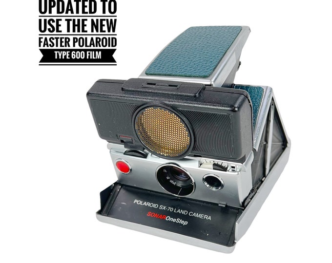 Rebuilt Polaroid SX70 Sonar Autofocus  - Updated to use 600 Film Cartridges and New Textured Sea Green Skins