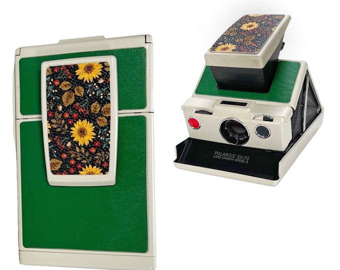 The Spring White SX70 Model 2 - Rebuild, New Green, Yellow, and Flowers Skins, Updated to use 600 Type film cartridges