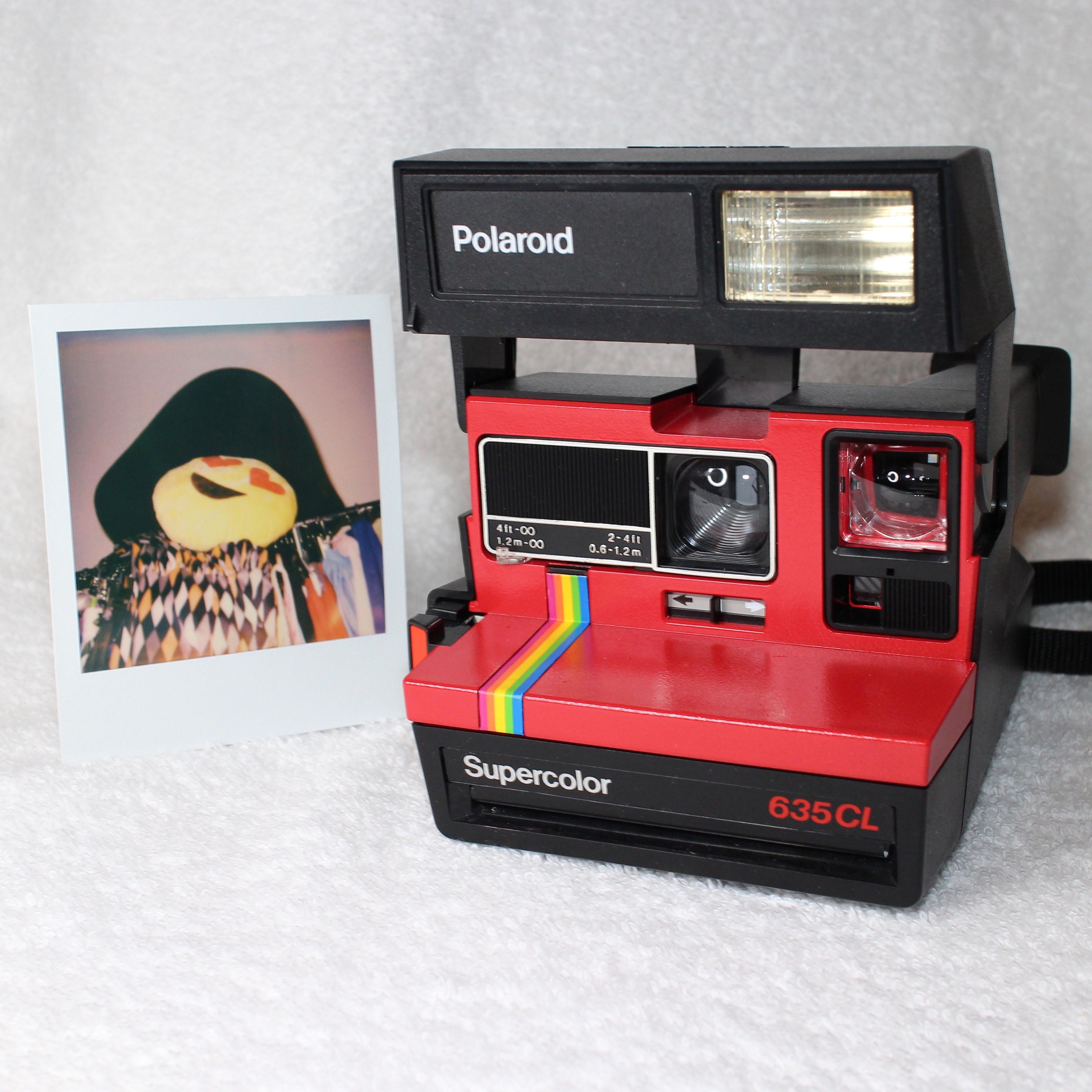 Upcycled Red Rainbow Polaroid Supercolor 635CL With CloseUp