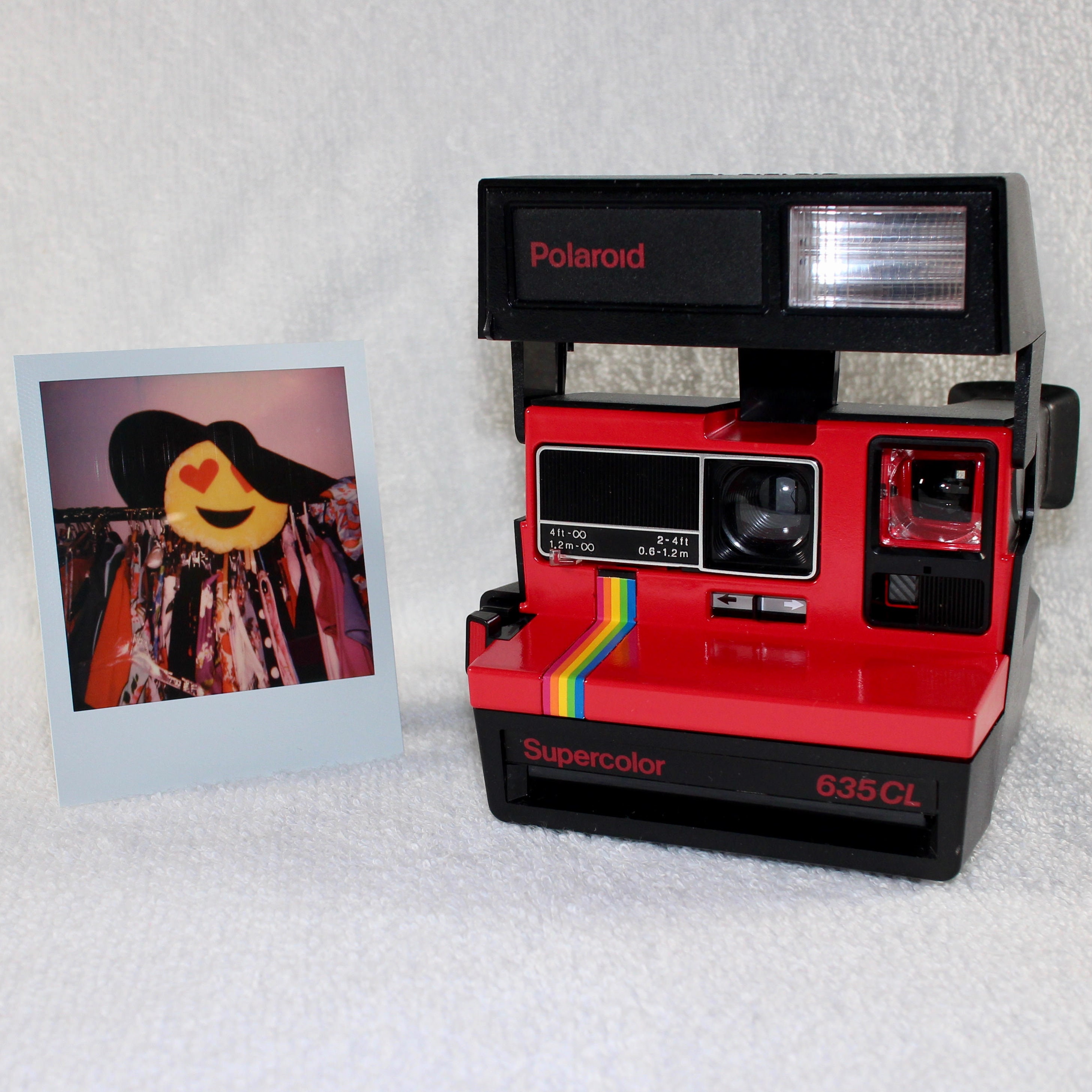 Upcycled Red Rainbow Polaroid Supercolor 635CL With CloseUp