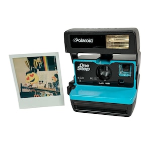 Turquoise Blue Polaroid 600 OneStep Vernieuwd, schoongemaakt, getest en klaar voor de lol afbeelding 1