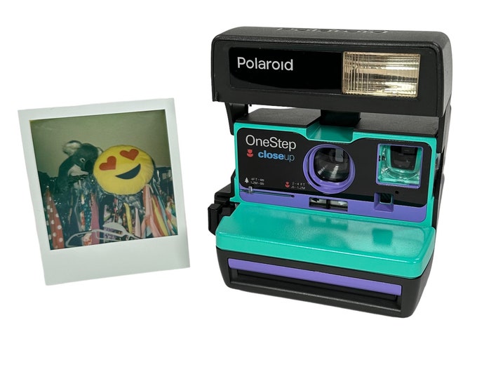Retro Green & Purple Polaroid 600 OneStep - Refreshed, Cleaned, Tested, and Ready For Fun