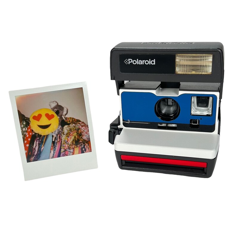 Upcycled White, Blue and Red Polaroid 600 OneStep Refreshed, Tested, and Ready For Fun image 1