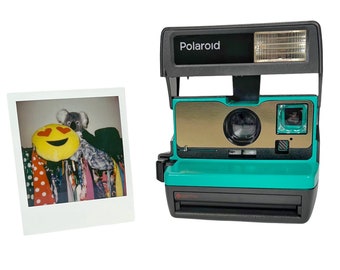 Emerald Green and Brushed Gold Polaroid 600 OneStep - Refreshed, Cleaned, Tested, and Ready For Fun