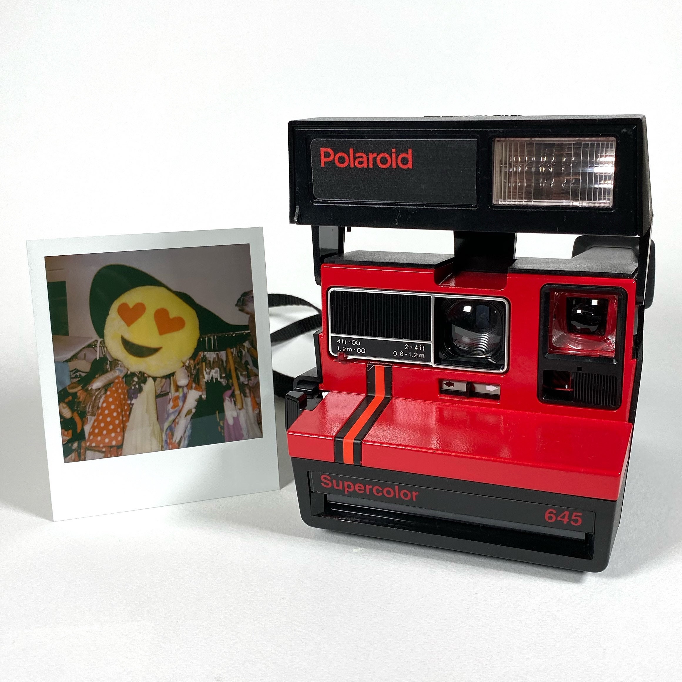 Upcycled Red Stripe Polaroid Supercolor 645 With CloseUp Lens