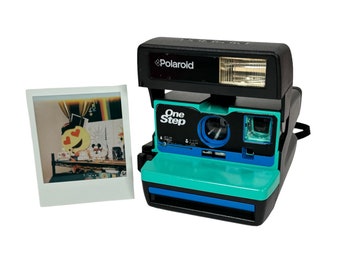 Retro Green & Blue Polaroid 600 OneStep - Refreshed, Cleaned, Tested, and Ready For Fun