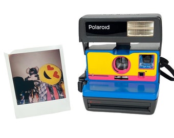 Ready To Go! Upcycled Blue, Yellow and Pink Polaroid 600 OneStep