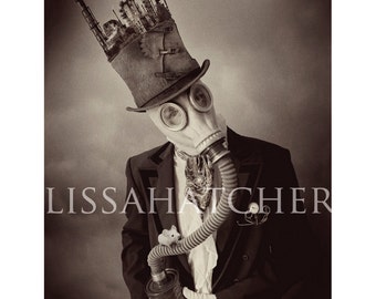 LIMITED Ozwald Print gas masked character with his pet mouse waiting for the end of the world.