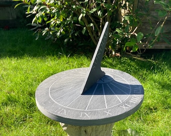 Sundial for Garden / Sun Dial Clock / Slate Clock /  Round Grey Garden Clock 25cm / Sundial / Sun Dial / Can Be Personalised